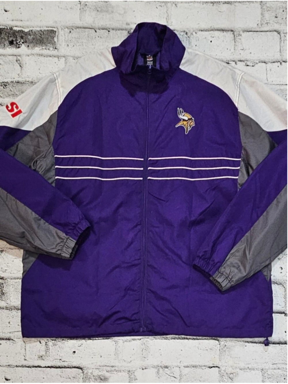 Reebok Minnesota Vikings NFL Windbreaker Jacket XL Purple Full Zip